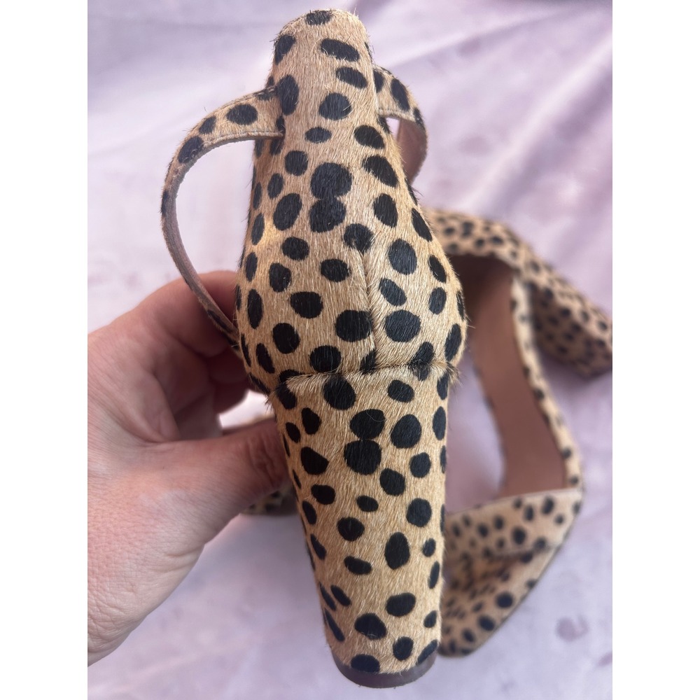 Madewell Leopard Print Calf Hair Block Heel Sandals Tan‎ Black Size 7 - Picture 6 of 9